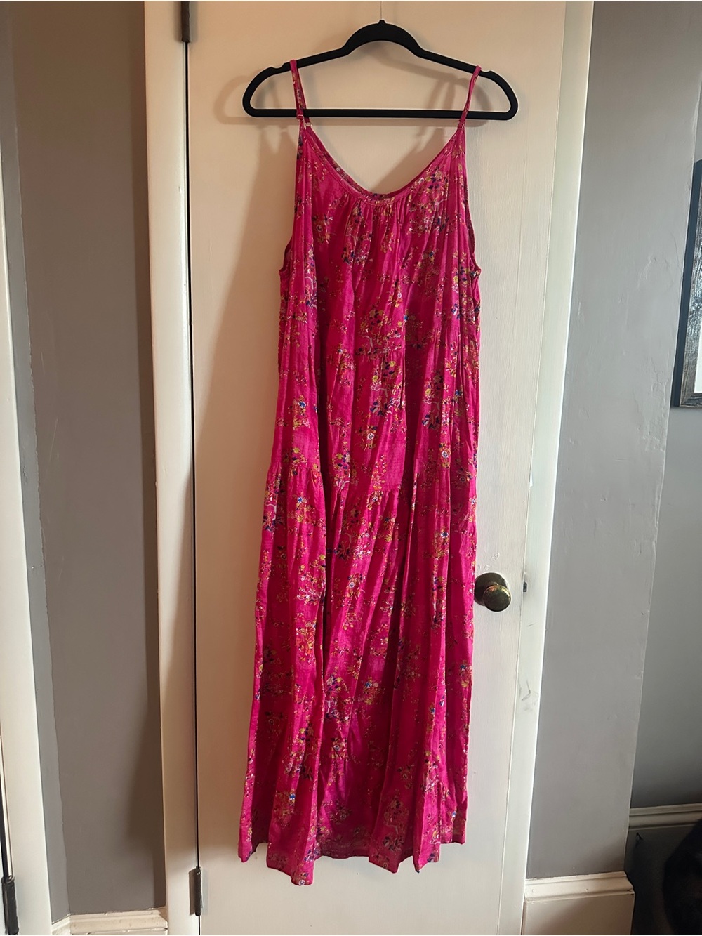 Bright Pink Floral Slip Maxi Dress